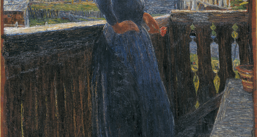 Sul balcone – Auf dem Balkon, 1892: (64,5 × 41 cm, Öl auf Leinwand, Bündner Kunstmuseum Chur, Depositum der Gottfried Keller-Stiftung).