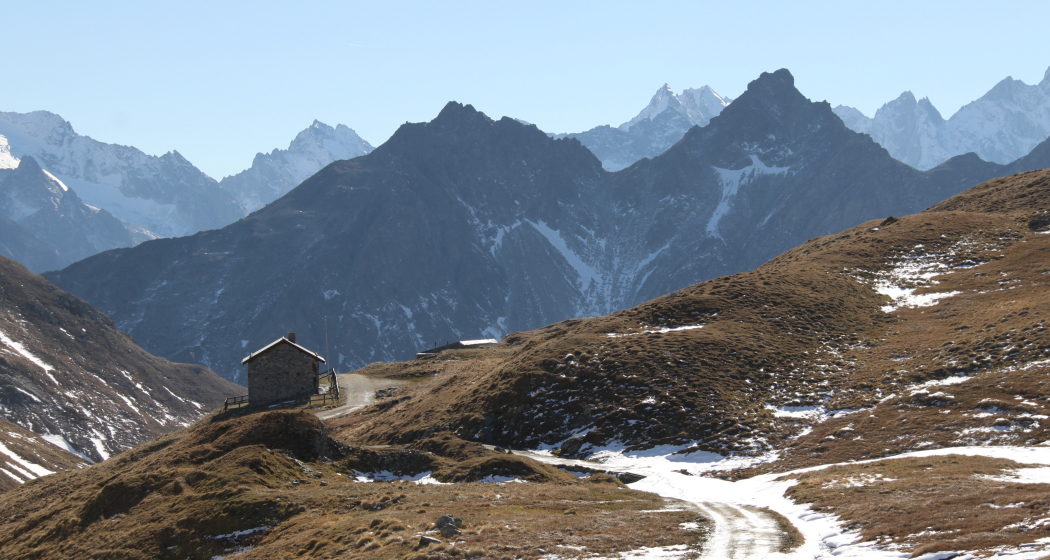 Septimer Passhöhe mit Blick ins Bergell