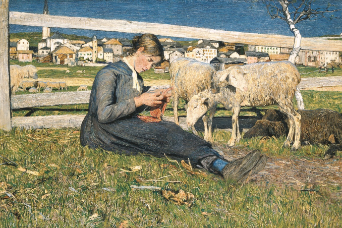 Ragazza che fa la calza – Strickendes Mädchen, 1888: (55 × 91,5 cm, Öl auf Leinwand, Kunsthaus Zürich, Depositum der Gottfried Keller-Stiftung). Ragazza che fa la calza – Strickendes Mädchen, 1888: (55 × 91,5 cm, Öl auf Leinwand, Kunsthaus Zürich, Depositum der Gottfried Keller-Stiftung).