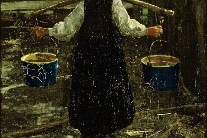 La portatrice d'acqua – Die Wasserträgerin, 1886/87: (74×45,5 cm, Öl auf Leinwand, Segantini Museum St.Moritz, Depositum der Gottfried Keller-Stiftung). La portatrice d'acqua – Die Wasserträgerin, 1886/87: (74×45,5 cm, Öl auf Leinwand, Segantini Museum St.Moritz, Depositum der Gottfried Keller-Stiftung).