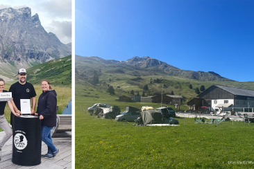 Das Team des Muntanela Radons präsentiert die Partner-Auszeichnung.